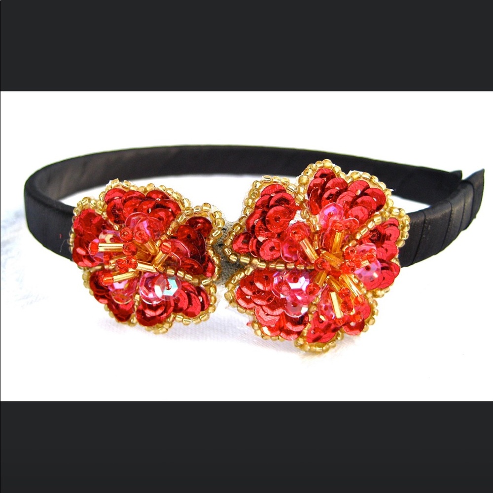 NWT Handmade Beaded Flower Headband- sequin Hawaiian